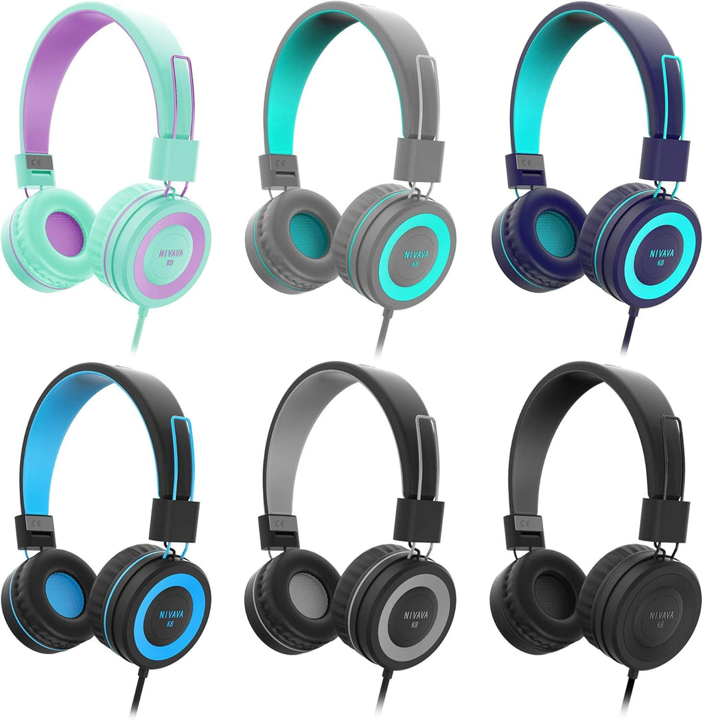Kids Headphones, K8 Wired Headphones for Kids with Adjustable Headband 3.5 MM Jack for School, Foldable On-Ear Headset for Girls Boys Kindle Tablet Cellphones Airplane Travel(Dark Gray)