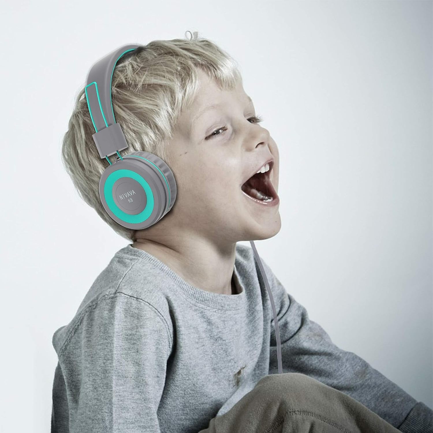 Kids Headphones, K8 Wired Headphones for Kids with Adjustable Headband 3.5 MM Jack for School, Foldable On-Ear Headset for Girls Boys Kindle Tablet Cellphones Airplane Travel(Dark Gray)